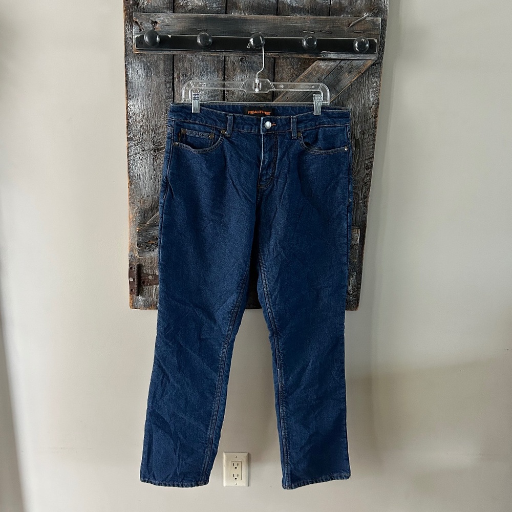 Men's Real Tree Dark Wash Flannel Lined Denim Jeans